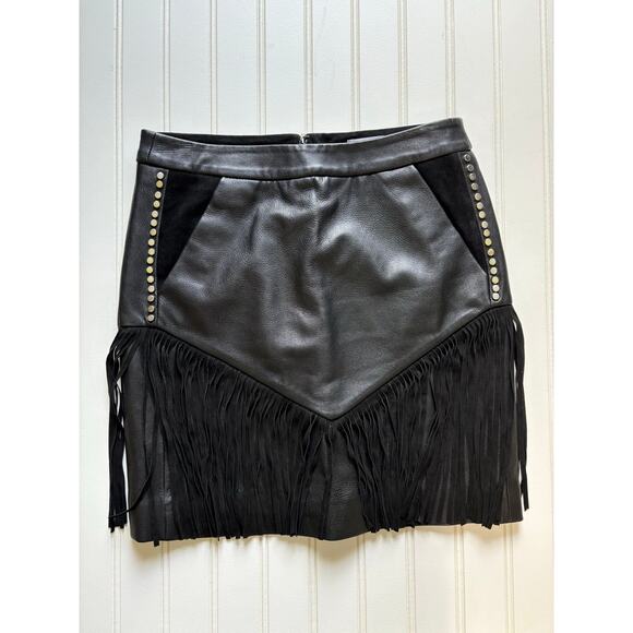 Zoe Karssen Lamb Leather Mini Skirt In Black Size XS - Picture 1 of 4